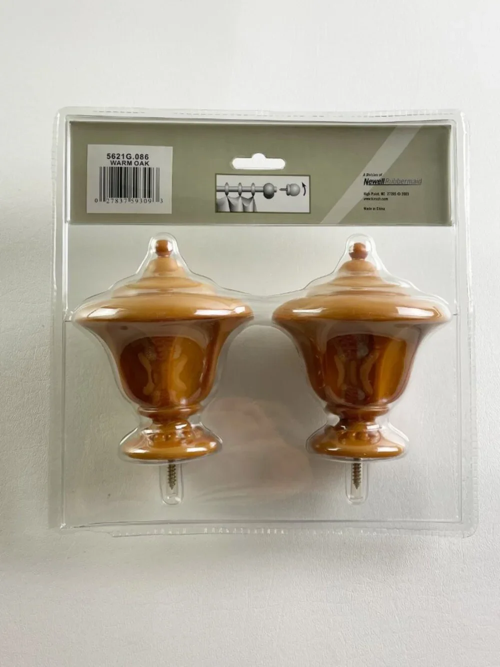 Kirsch Warm Oak Tulip Finials for 1 3/8
